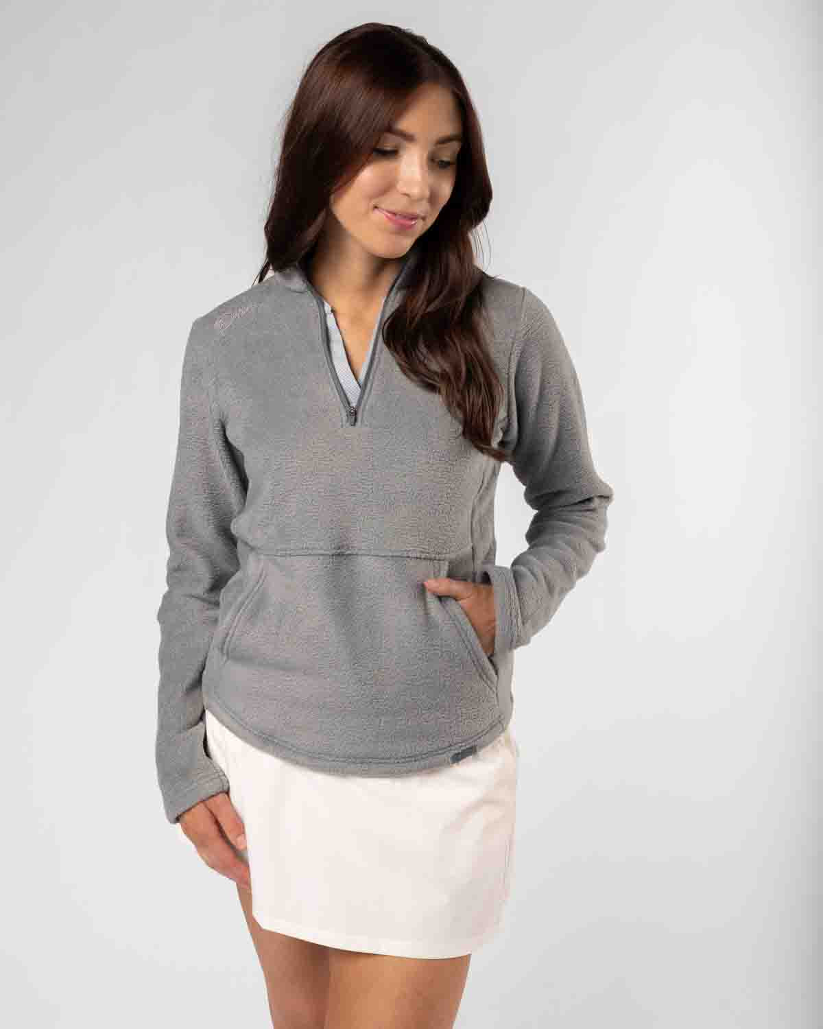 Women's Polar Fleece Q Zip (Light Gray)