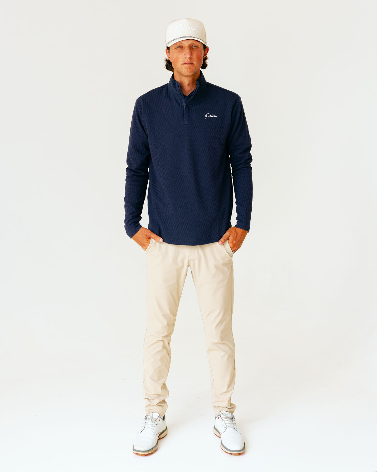 Grant Horvat Essentials Waffle Quarter Zip (Navy)