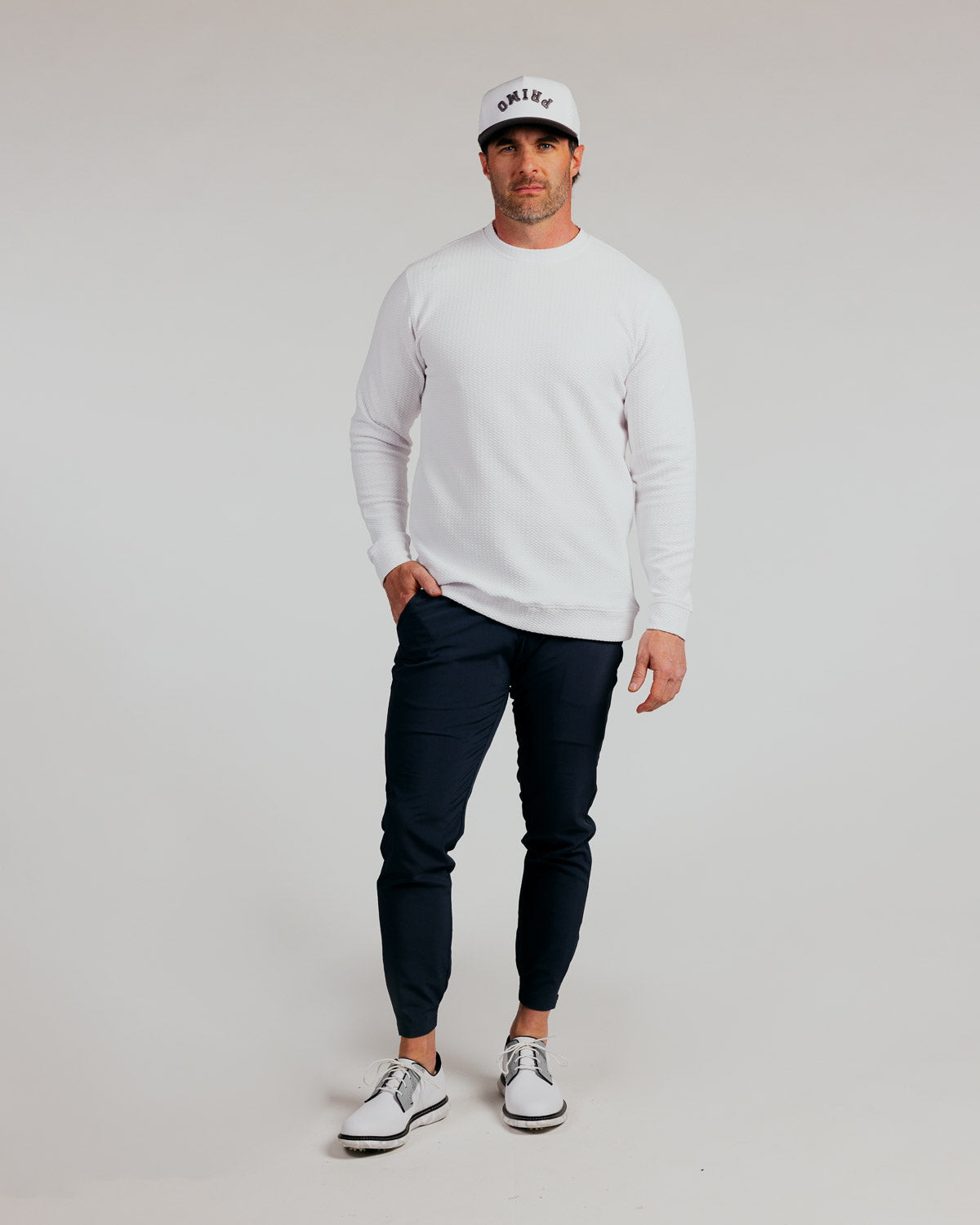 Primo Women's Waffle Crew (White)