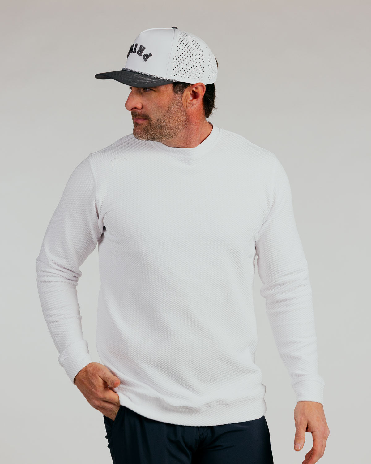 Primo Waffle Crew Neck (White)
